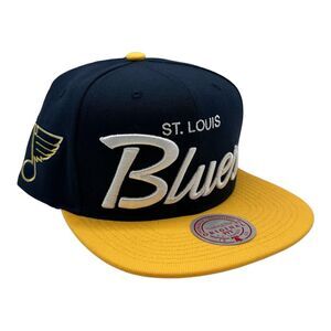Mitchell & Ness St Louis Blues Snapback Hat Cap NHL Hockey Vintage Script Logo‎